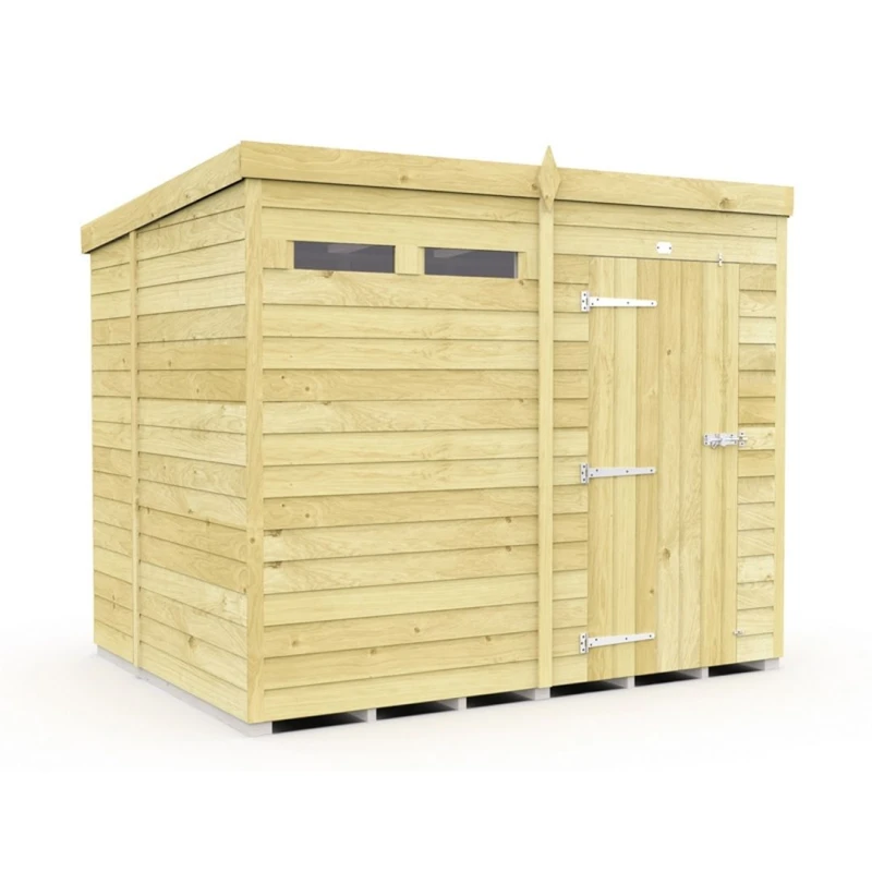 Image of Buttercup Farm 8 x 6 Feet Pent Security Shed - Single Door - L178 x W243 x H201cm in Brown Brown Unisex