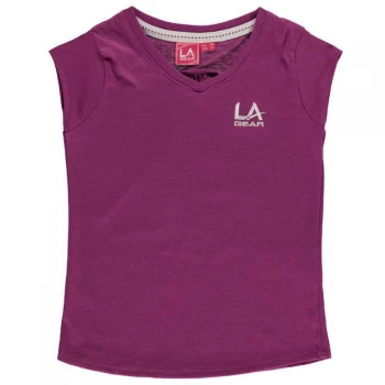 Image of LA Gear V Neck T Shirt Junior Girls - Bright Purple