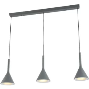 Image of Sienna Cornucopia Straight Bar Pendant Ceiling Light Grey Matt, Inside Silver