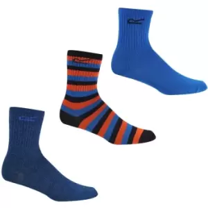 Image of Regatta Boys 3 Pack Flat Seams Outdoor Socks UK Size 3-5.5
