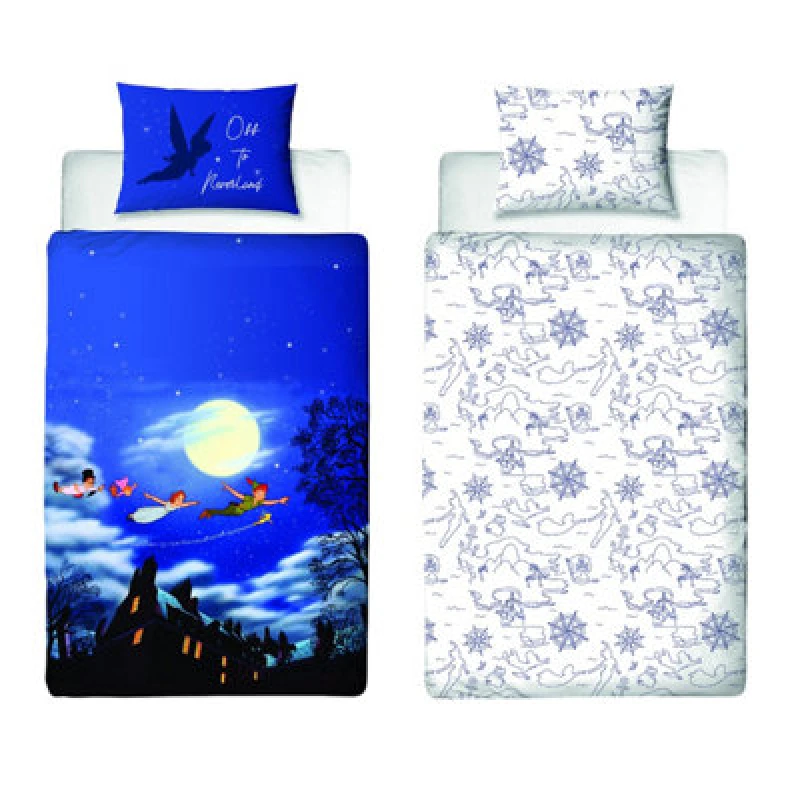 Image of Peter Pan Reversible Duvet Set Blue/black/white (Single)
