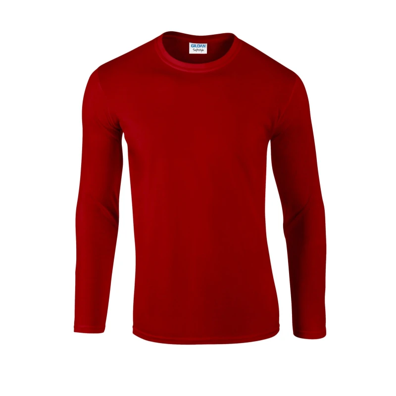 Image of Gildan Mens Softstyle Plain Long-Sleeved T-Shirt in Red Size: Small Red Male S