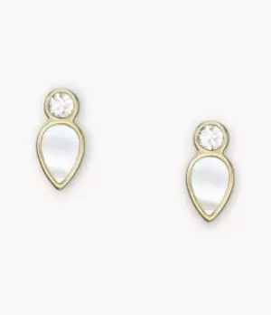Image of Fossil Women Teardrop White Mother of Pearl Stud Earrings