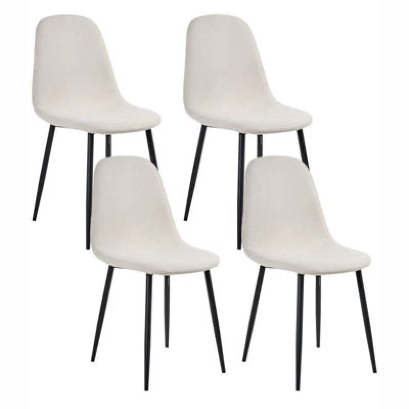 Image of Beliani Set Of 4 Dining Chairs Crandall Fabric Light Beige