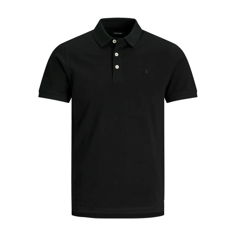 Image of Jack and Jones Paulos Tipped Pique Short Sleeve Polo Shirt - Black S