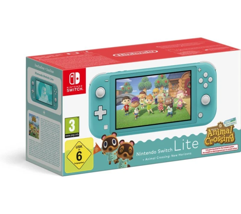 Image of NINTENDO Switch Lite & Animal Crossing: New Horizons Bundle - Turquoise, Blue 045496546090