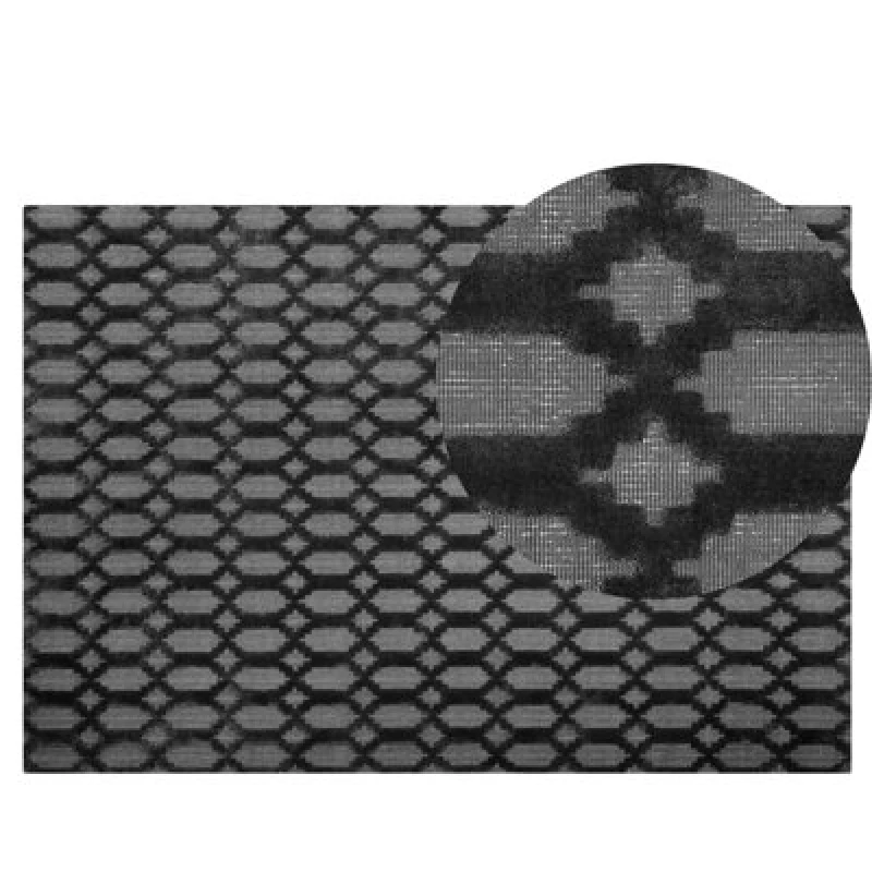 Image of Beliani Rug Cizre Dark Grey 140 X 200 Cm Viscose