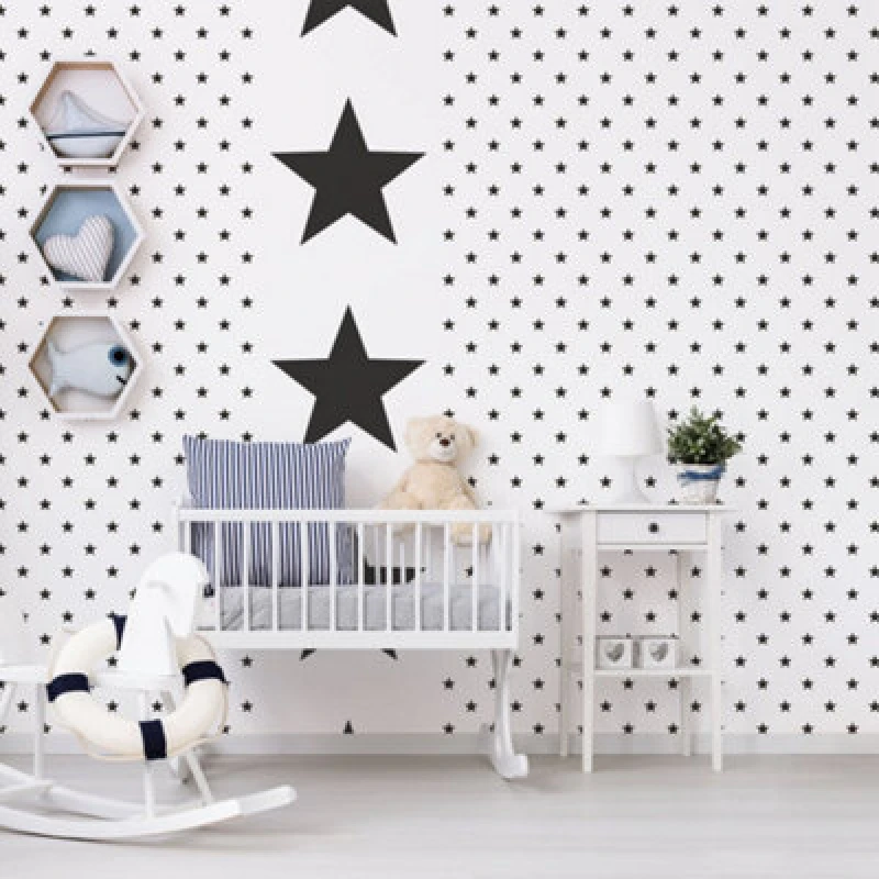 Image of Galerie Deauville 2 Black White Deauville Star Smooth Wallpaper