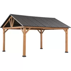 Image of Cedar wood Gazebo KERLING in Black - 336cm x 400cm
