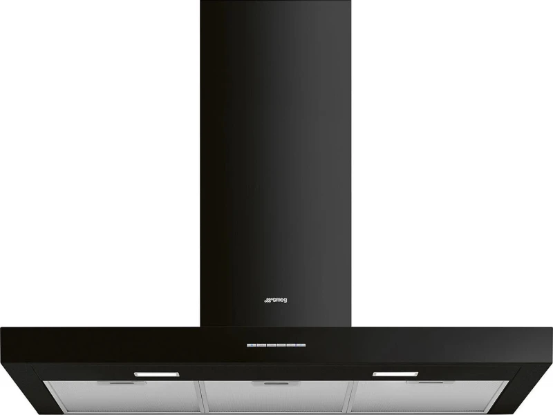 Image of Smeg 90cm Chimney Cooker Hood - Black KBT900BL Black