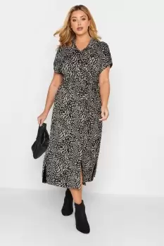 Image of Animal Print Polo Neck Maxi Dress