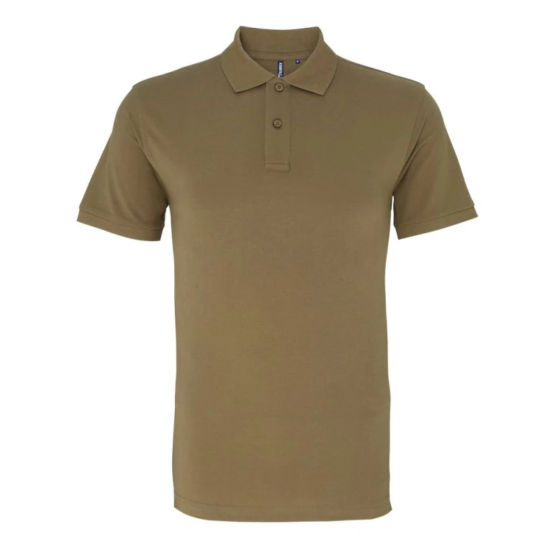 Image of Asquith & Fox Mens Plain Short Sleeve Polo Shirt in Khaki Size: Small Khaki Male S