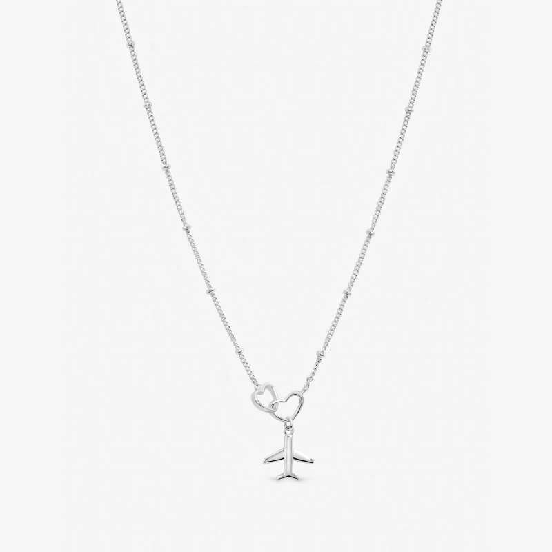 Image of Inicio Sterling Silver Plated Plane Necklace - Gift Pouch Pendant Necklaces One Size Silver 73783611000