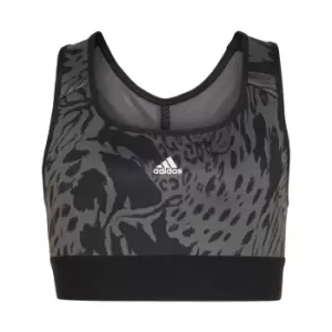 Image of adidas AEROREADY Sport Icon Animal Print Sports Bra Kids - Grey Six / Black / White