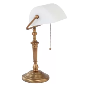 Image of Ancilla Bankers Table Lamp Bronze Brushed, White Matt