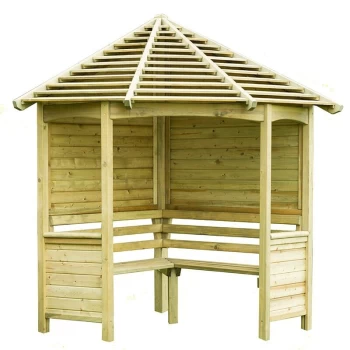 Image of 8' x 5' (2.33x1.41m) Forest Tatton Corner Arbour Seat - Pressure Treated