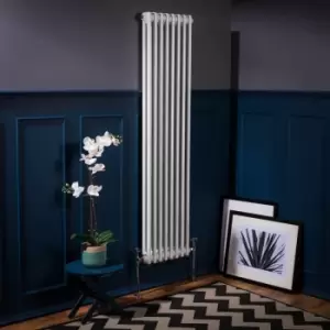 Image of WarmeHaus Traditional Cast Iron Style Radiator White Vertical Double Panel 1500x380mm