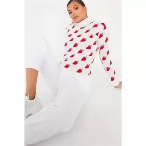 Image of I Saw It First Strawberry Print Cropped Jumper - White