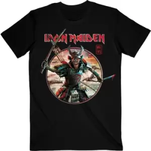 Image of Iron Maiden - Senjutsu Eddie Warrior Circle Unisex Medium T-Shirt - Black
