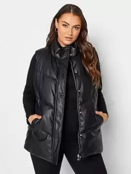 Image of Yours Cropped Pu Gilet Black, Size 14, Women