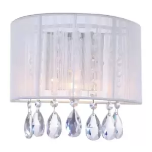 Image of Italux Essence - Wall Lamp White 1 Light with White Cloth Shade, E14