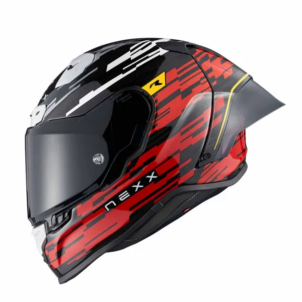 Image of Nexx X.R3R Glitch Racer Red White Full Face Helmet Size XL