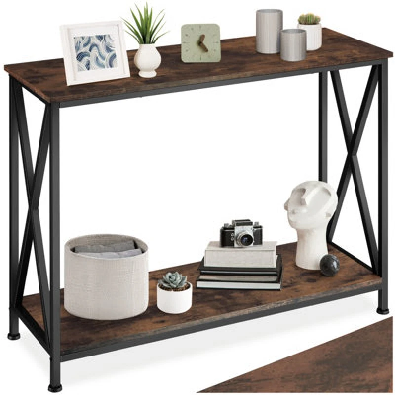 Image of Tectake Console Table Tacoma - Industrial Wood Dark, Rustic