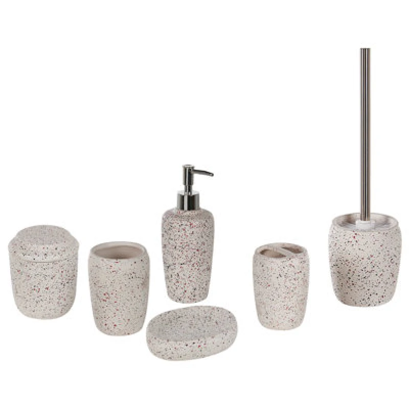 Image of Beliani 6 Piece Bathroom Accessories Set Palmilla Ceramic Off-White
