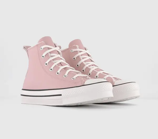 Image of Converse Kids All Star Eva Lift Hi Platform Junior Trainers Pink Sage Vintage White Black, 5.5