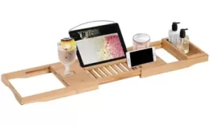 Image of HomCom Extendable Bamboo Bath Shelf Rack Bath Caddy Tray