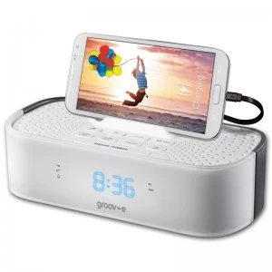 Image of Groov-e TimeCurve Alarm Clock Radio with USB Charging Station