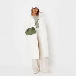 Image of Missguided Vertical Seamed Longline Puffer Coat - Beige