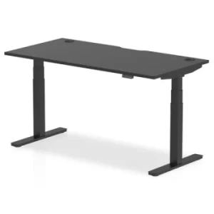 Image of Air Black Series 1600 x 800mm Height Adjustable Desk Black Top with Cable Ports Black Leg
