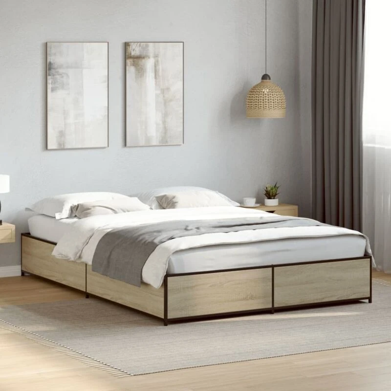 Image of VIDAXL Bed Frame without Mattress Sonoma Oak 120x190cm Small Double Vidaxl 8721102610530