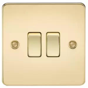 Image of KnightsBridge Flat Plate 10AX 2G 2-way switch - polished brass