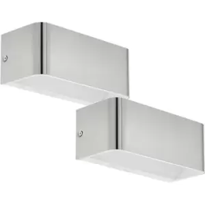 Image of 2 PACK Wall Light Colour Satin Nickel Front Cover Box Structure LED 10W Included