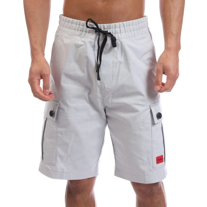 Image of Hugo Garlio242 Red Logo Label Shorts Grey male 28 inch