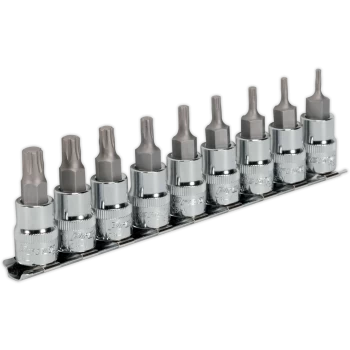 Image of Sealey 9 Piece 3/8" Drive Torx Plus Socket Bit Set 3/8" 50mm