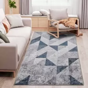 Image of HOMCOM Modern Geometric Grey Area Rug 80X150 Cm