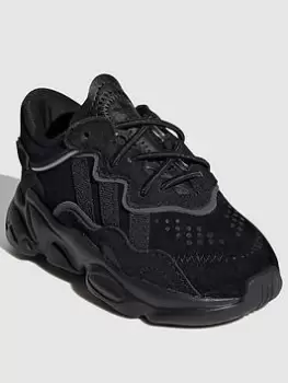 Image of adidas Originals Unisex Infant Ozweego Trainers - Black, Triple Black, Size 4 Younger