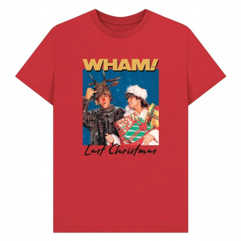 Image of Wham Mens Last Christmas Graphic T-Shirt in Red Size: Small Red Male S