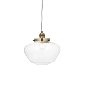 Image of Finale Pendant Ceiling Light Antique Brass Plate & Clear Glass