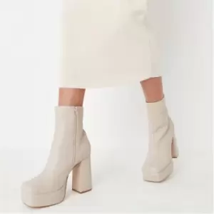 Image of Missguided Extreme Platform Faux Leather Boots - White