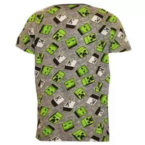 Image of Minecraft Boys Zombie Creeper All-Over Print T-Shirt (9-10 Years) (Green)