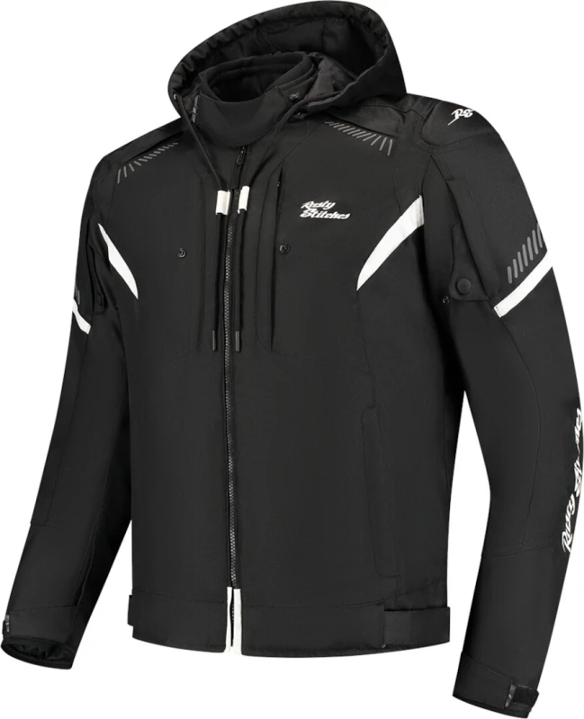 Image of Rusty Stitches Dylan Waterproof Motorcycle Textile Jacket, black-white, Size M for Men