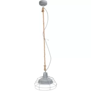 Image of Sienna Dina Wire Frame Pendant Ceiling Light Grey Concrete, Brown Rope