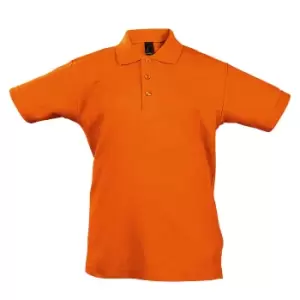 Image of SOLS Kids Unisex Summer II Pique Polo Shirt (8yrs) (Orange)