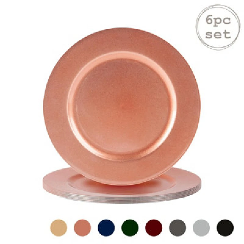 Image of Argon Tableware Metallic Charger Plates - 33Cm - Rose Gold - Pack Of 6