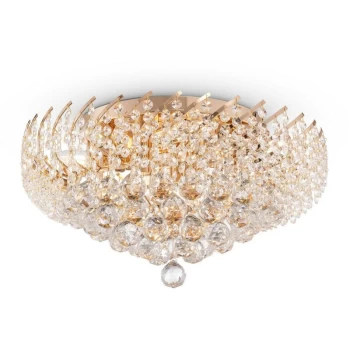 Image of Karolina Semi Flush Ceiling Lamp Gold & Crystal, 9 Light, E14