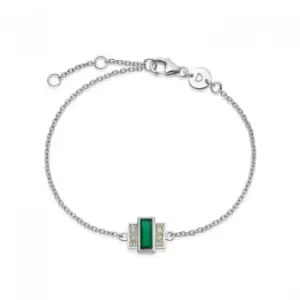 Image of Beloved Green Onyx Baguette Sterling Silver Bracelet JBR02_SLV